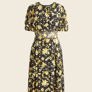 J. Crew Open-back metallic clip-dot dress in golden floral
